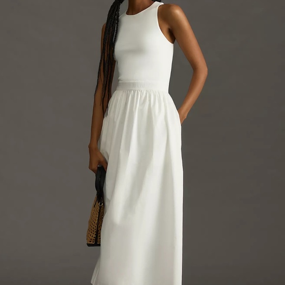 BRAND NEW! Sophie Rue Sleeveless Midi Dress Anthropologie Small Pockets White - Picture 1 of 2